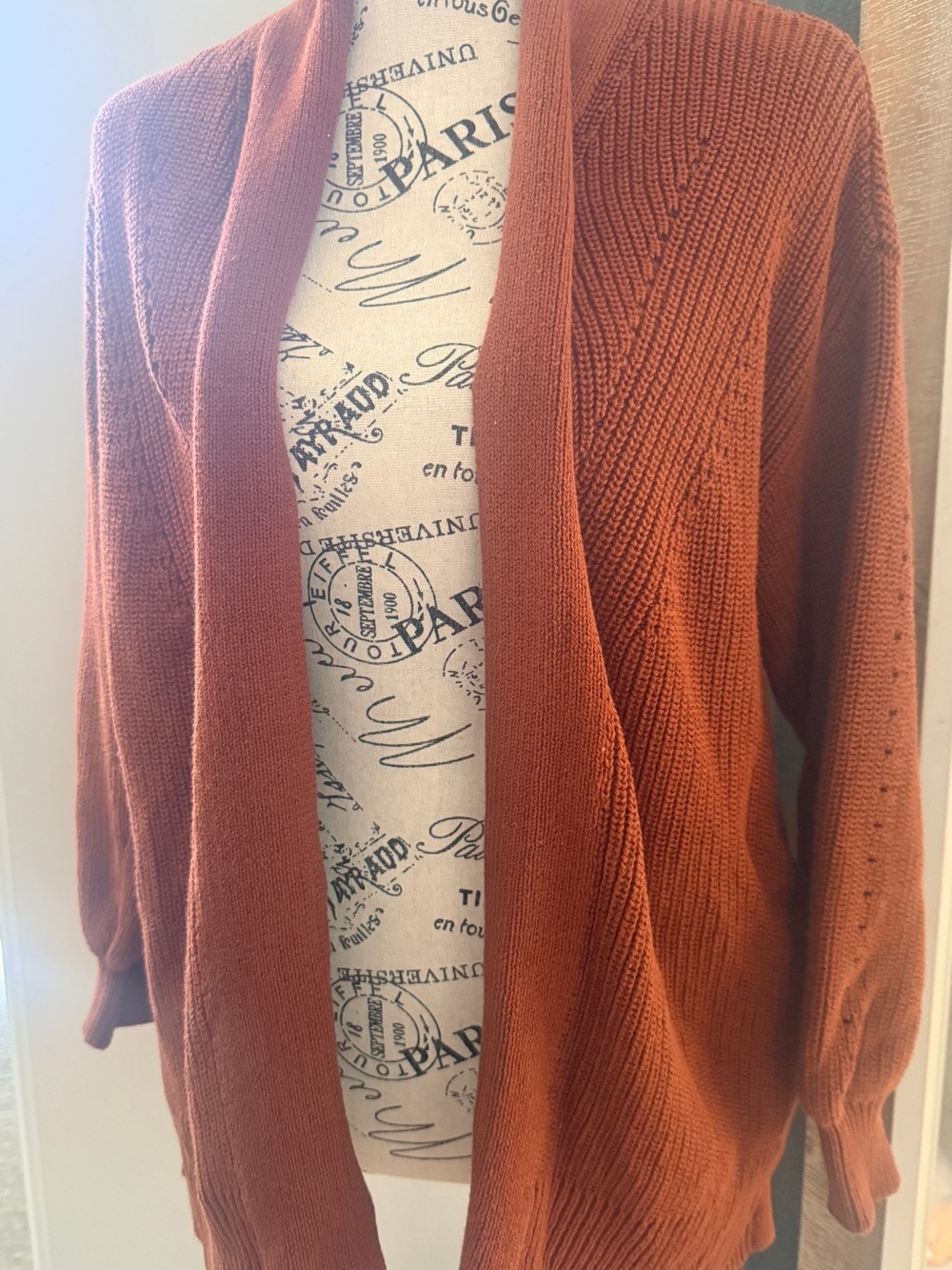 Universal Thread Open-Front Rust Orange Knit Cardigan